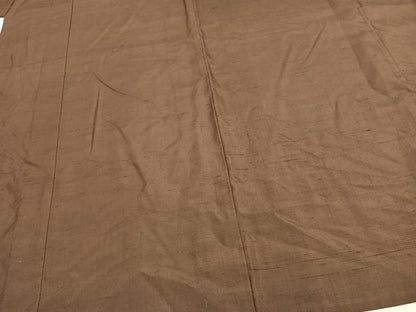 平和屋着物▽男性 紬 単衣 色無地 黄枯茶色 キングサイズ 正絹 逸品 AABC3792fy