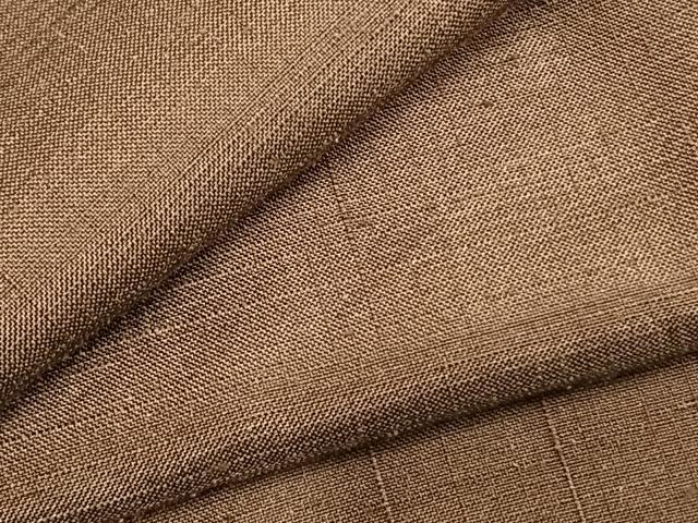 平和屋着物▽男性 紬 単衣 色無地 黄枯茶色 キングサイズ 正絹 逸品 AABC3792fy