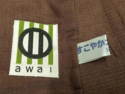 平和屋着物▽男性 紬 単衣 色無地 黄枯茶色 キングサイズ 正絹 逸品 AABC3792fy