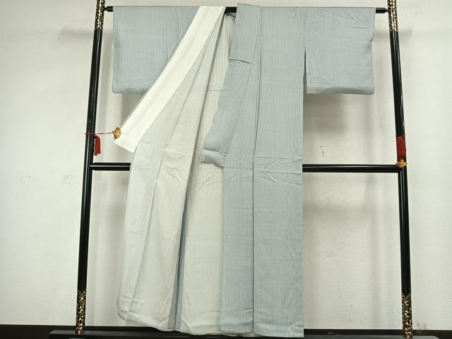 平和屋着物▽江戸小紋 単衣 竹縞 正絹 逸品 AABC3793fy