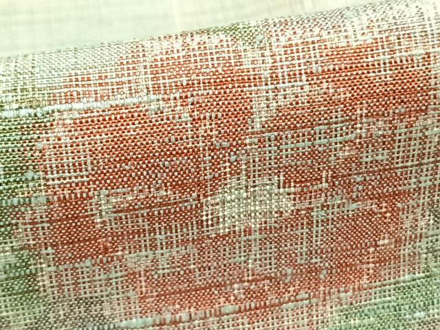 平和屋着物▽上質な紬　単衣　雪輪草花文　正絹　逸品　AABC3794fy