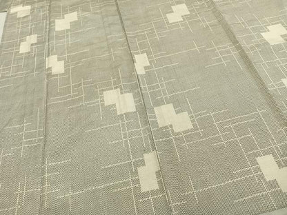 平和屋着物▽上質な紬 単衣 色紙重ね文 正絹 逸品 AABC3795fy