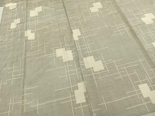 平和屋着物▽上質な紬 単衣 色紙重ね文 正絹 逸品 AABC3795fy