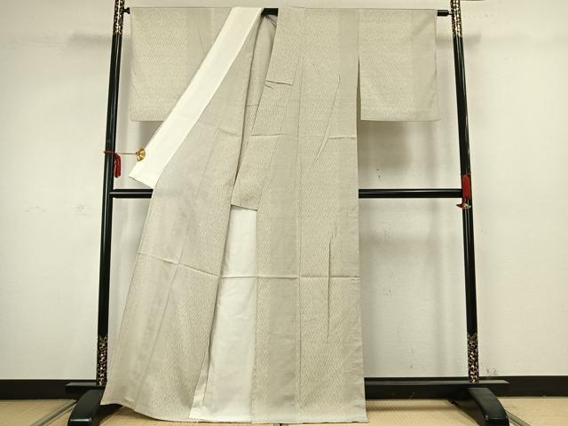 平和屋着物▽本塩沢 単衣 110亀甲 幾何学文様 正絹 逸品 AABC3796fy