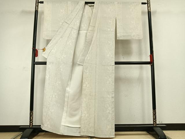 平和屋着物▽本塩沢 単衣 蔦の葉文 正絹 逸品 AABC3797fy