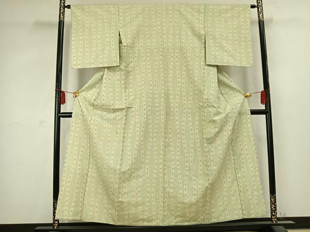 平和屋着物▽上質な紬 単衣 間道 正絹 逸品 AABC3798fy