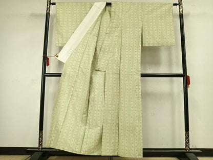 平和屋着物▽上質な紬 単衣 間道 正絹 逸品 AABC3798fy