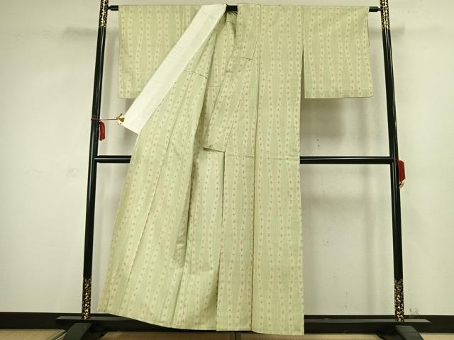 平和屋着物▽上質な紬 単衣 間道 正絹 逸品 AABC3798fy