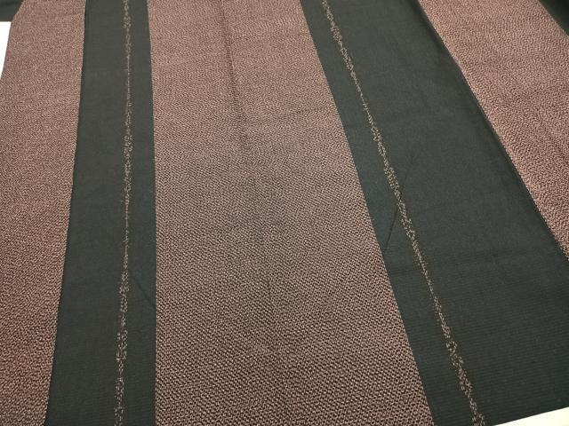 平和屋着物▽本塩沢 単衣 間道 正絹 逸品 AABC3799fy