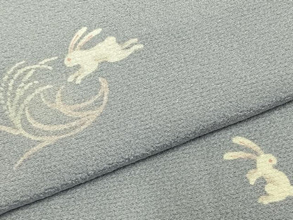 平和屋着物▽上質な小紋 単衣 兎 正絹 逸品 AABC3803fy