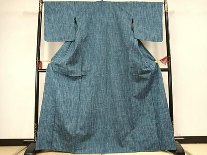 平和屋着物▽上質な紬　単衣　縞　正絹　逸品　未使用　AABC3805fy