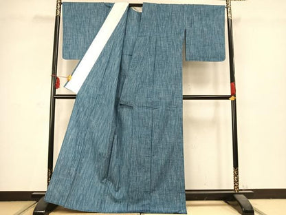 平和屋着物▽上質な紬　単衣　縞　正絹　逸品　未使用　AABC3805fy