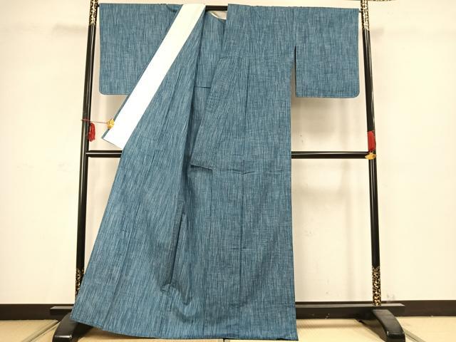 平和屋着物▽上質な紬　単衣　縞　正絹　逸品　未使用　AABC3805fy