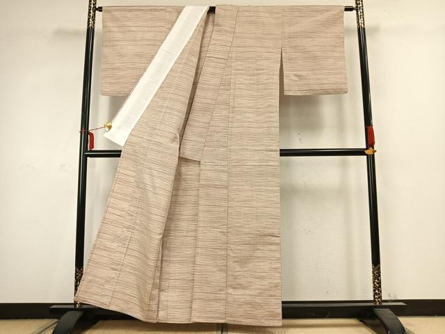 平和屋着物▽上質な紬 単衣 格子 正絹 逸品 AABC3807fy