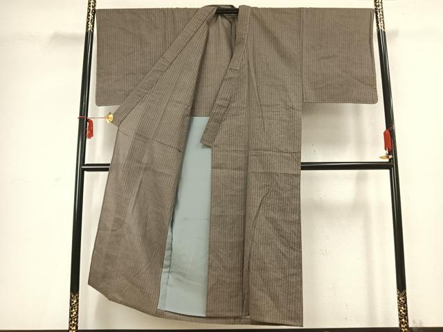 平和屋着物▽男性 紬 単衣 縞 正絹 逸品 AABC3817fy