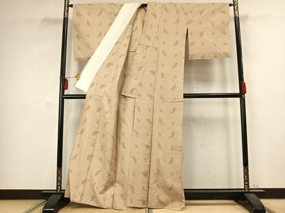 平和屋着物▽上質な紬　単衣　勾玉　正絹　逸品　AABC3818fy