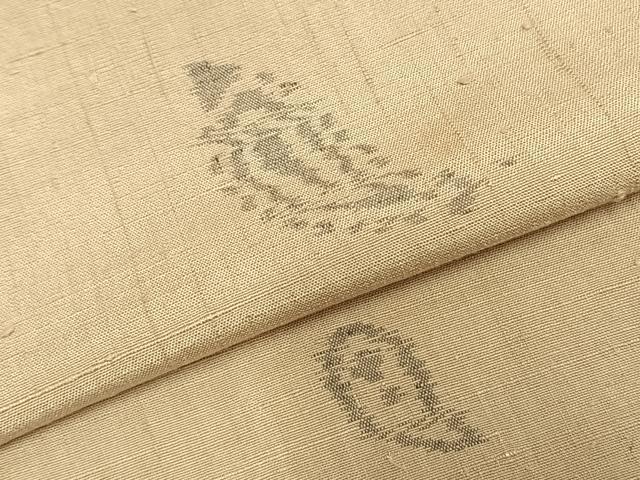平和屋着物▽上質な紬　単衣　勾玉　正絹　逸品　AABC3818fy