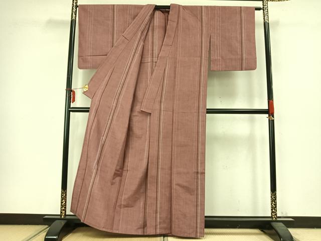 平和屋着物▽上質な紬 単衣 刺繍 立涌文 正絹 逸品 AABC3819fy