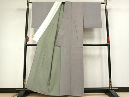 平和屋着物▽上質な小紋 単衣 竹 正絹 逸品 AABC3821fy