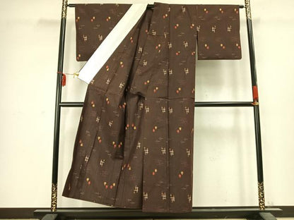 平和屋着物▽上質な紬 単衣 琉球絣 正絹 逸品 AABC3823fy