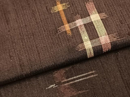 平和屋着物▽上質な紬 単衣 琉球絣 正絹 逸品 AABC3823fy
