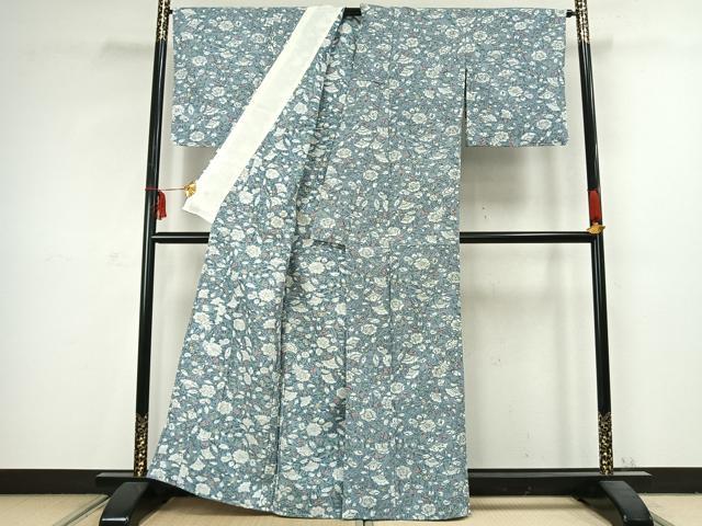 平和屋着物▽小紋 単衣 辻が花 洗える着物 未使用 AABC3827fy