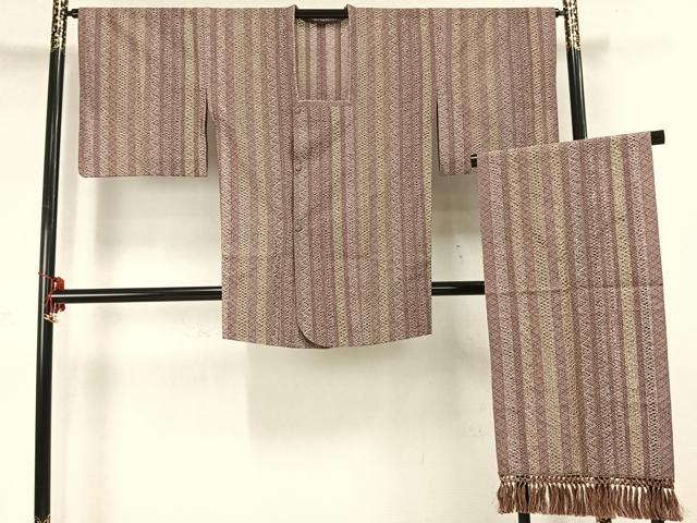 平和屋着物▽道行コート スリーシーズン 春夏秋 塵除け 間道 反端付き 正絹 逸品 AABC3828fy