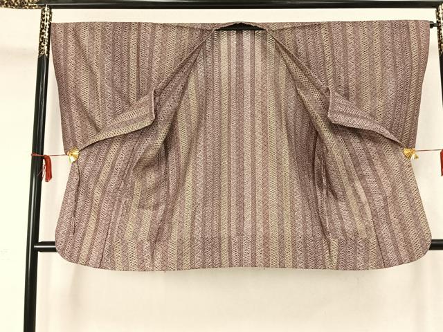 平和屋着物▽道行コート スリーシーズン 春夏秋 塵除け 間道 反端付き 正絹 逸品 AABC3828fy