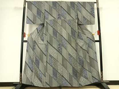 平和屋着物▽上質な小紋 単衣 切嵌文 正絹 逸品 未使用 AABC3829fy