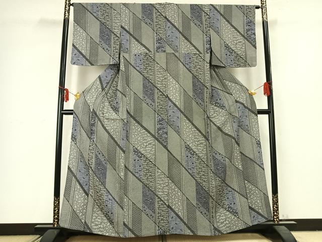 平和屋着物▽上質な小紋 単衣 切嵌文 正絹 逸品 未使用 AABC3829fy
