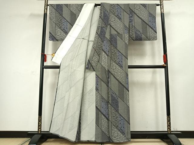 平和屋着物▽上質な小紋 単衣 切嵌文 正絹 逸品 未使用 AABC3829fy
