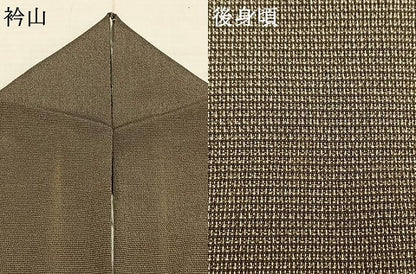 平和屋着物▽本塩沢 単衣 格子 正絹 逸品 AABC3833fy
