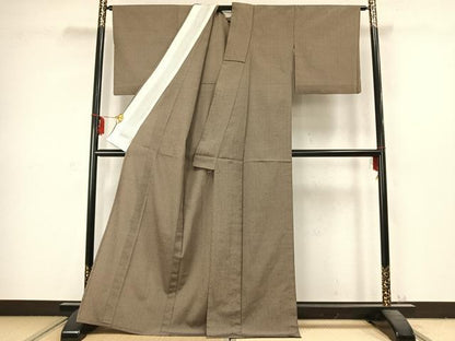 平和屋着物▽本塩沢 単衣 格子 正絹 逸品 AABC3833fy
