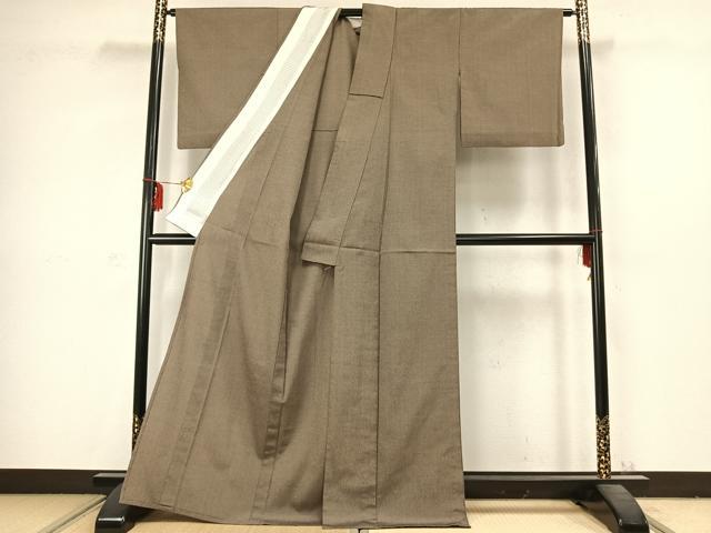 平和屋着物▽本塩沢 単衣 格子 正絹 逸品 AABC3833fy