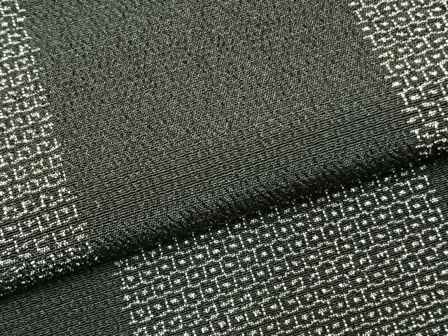 平和屋着物▽塩沢亀甲絣 単衣 110亀甲 市松文様 証紙付き 正絹 逸品 AABC3835fy