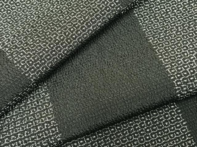 平和屋着物▽塩沢亀甲絣 単衣 110亀甲 市松文様 証紙付き 正絹 逸品 AABC3835fy