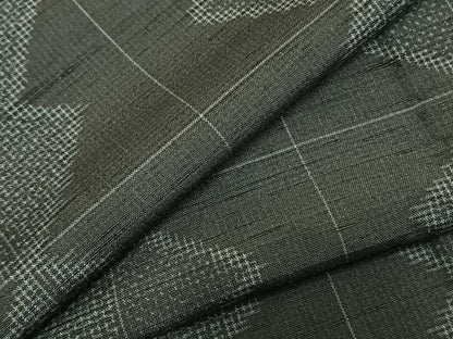 平和屋着物▽上質な紬　単衣　幾何学文様　正絹　逸品　AABC3837fy