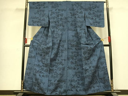 平和屋着物▽上質な紬 単衣 風景文 正絹 逸品 AABC3839fy