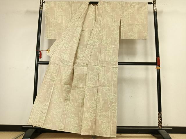 平和屋着物▽上質な紬 単衣 竹 正絹 逸品 AABC3841fy