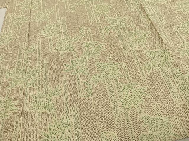 平和屋着物▽上質な紬 単衣 竹 正絹 逸品 AABC3841fy