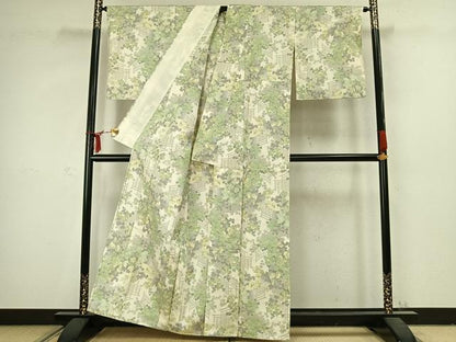 平和屋着物▽本場大島紬　白大島　単衣　風景文　正絹　逸品　未使用　AABC3842fy