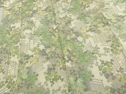 平和屋着物▽本場大島紬　白大島　単衣　風景文　正絹　逸品　未使用　AABC3842fy