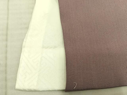 平和屋着物▽江戸小紋　単衣　万筋　紫色×ピンク色　正絹　逸品　AABC3843fy