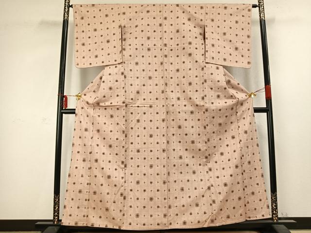 平和屋着物▽上質な紬 単衣 間道 正絹 逸品 AABC3844fy