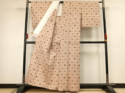 平和屋着物▽上質な紬 単衣 間道 正絹 逸品 AABC3844fy