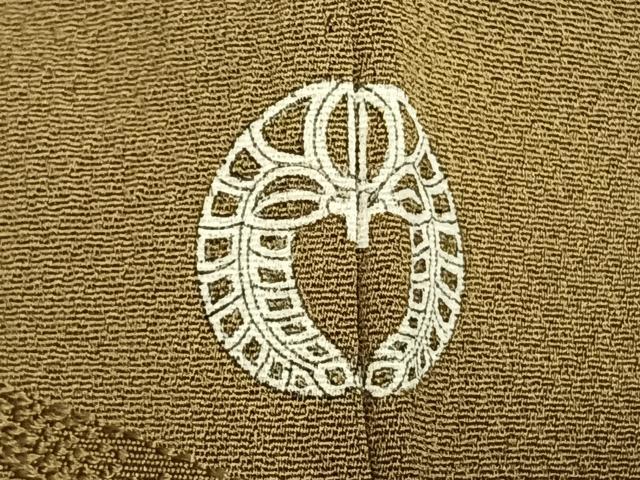 平和屋着物▽上質な色無地 単衣 吉祥地紋 国防色 正絹 逸品 AABC3848fy
