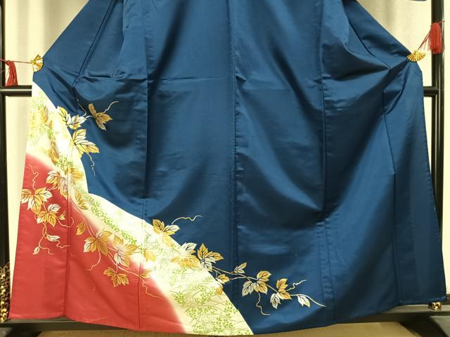 平和屋着物▽訪問着　単衣　蔦の葉文　金彩　洗える着物　AABC3849fy