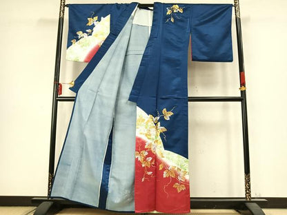 平和屋着物▽訪問着　単衣　蔦の葉文　金彩　洗える着物　AABC3849fy