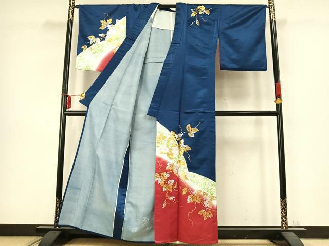 平和屋着物▽訪問着　単衣　蔦の葉文　金彩　洗える着物　AABC3849fy