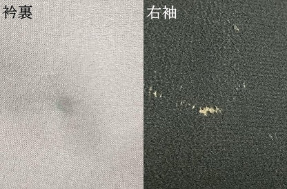平和屋着物▽小紋 単衣 扇面花文 兎 黒地 洗える着物 AABC3853fy